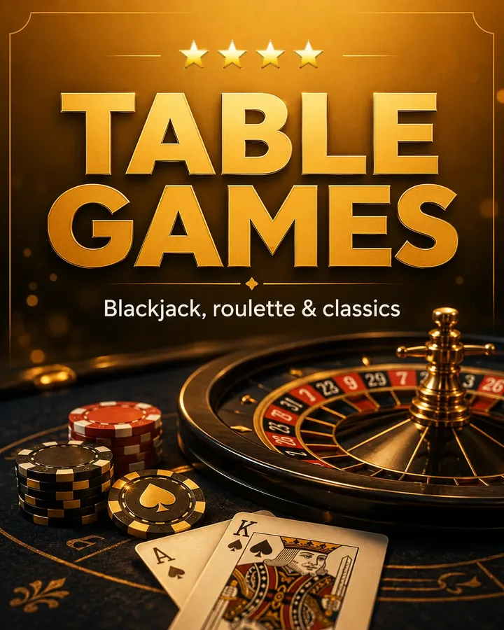 Table Games — blackjack, roulette and classics, 4-star rated